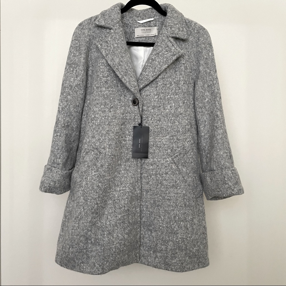NWT Zara Women’s Grey Marl Coat